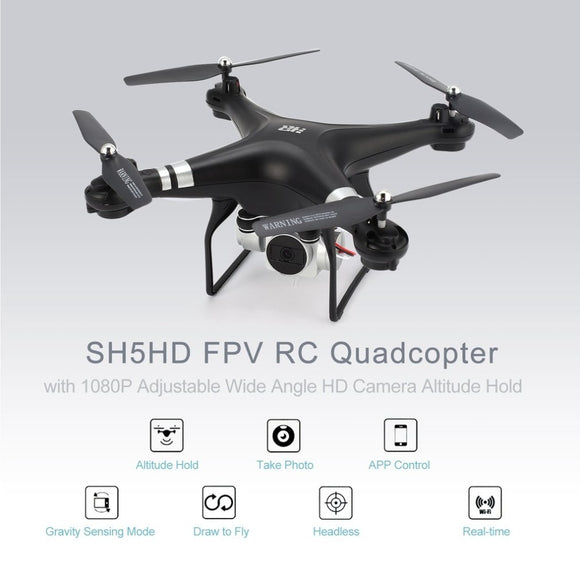 2.4G FPV RC Drone Quadcopter Toys with 1080P Adjustable Wide Angle Wifi HD Camera Live Video Altitude Hold Headless Mode SH5HD