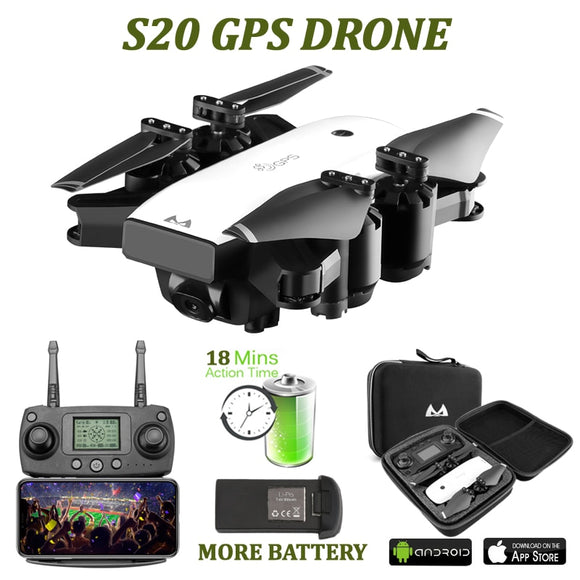 SMRC S20 Drone GPS FOLLOW ME 1080P Camera HD WIFI FPV Foldable Selfie Quadcopter Low Power Return Live Video Toys For Children