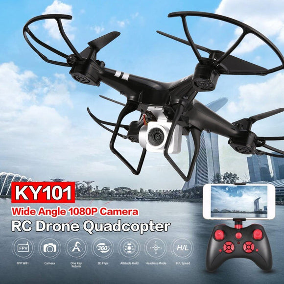 KY101S WiFi FPV Wide Angle 1080P Camera Selfie RC Drone Altitude Hold Headless Mode 3D Flips One Key Return Quadcopter 18Mins