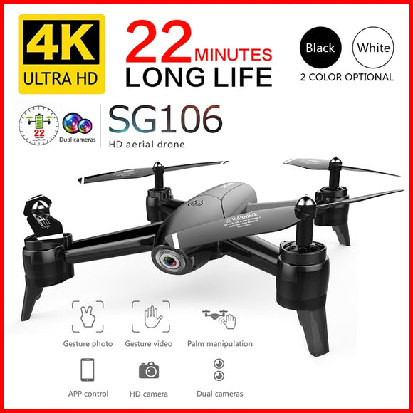 SG106 HD Drone with Dual Camera 1080P /4K WiFi FPV Real Time Aerial Video Wide Angle Optical Flow RC Quadcopter Helicopter Toys