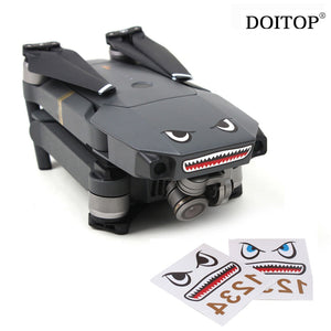 DOITOP Drone Stickers 2Sets Camera Drone Body Skin Cool Shark Face 3M Decals With Battery Number Sticker for DJI MAVIC PRO/Spark