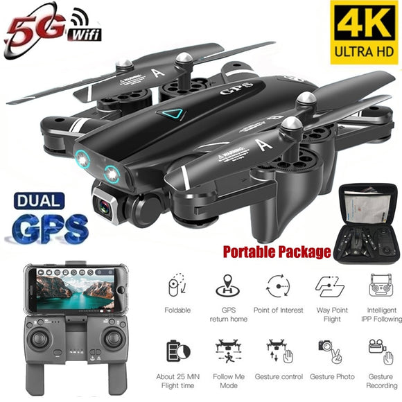 S167 GPS Drone With Camera 5G RC Quadcopter Drone 4K WIFI FPV Foldable Off-Point Flying Gesture Photos Video Helicopter Toy