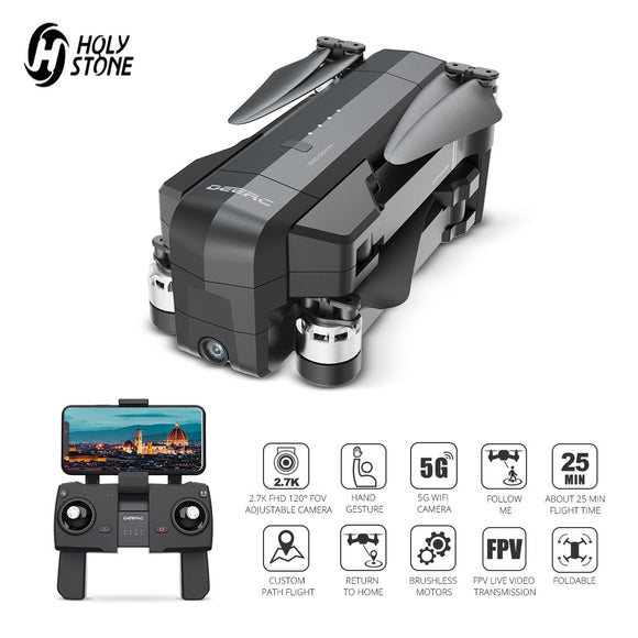 Holy Stone DE22 GPS Drone With 2.7K HD Camera FOV 120° 5G Wi-Fi FPV Live Video Foldable Drone GPS RC Quadcopter Brushless 25 Min