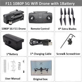 SJRC F11 PRO GPS Drone With 2KHD Wifi FPV Camera/ F11 1080P Brushless Quadcopter 25 minutes Flight Time Foldable Dron Vs SG906