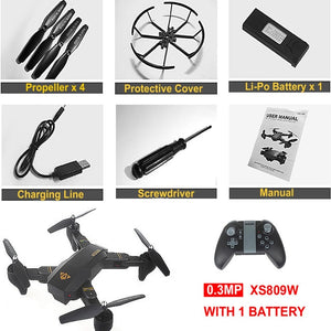 Mini Foldable Drone XS809W XS809HW With Wifi FPV HD Camera Wide Angle Altitude Hold RC Quadcopter Drone FSWB