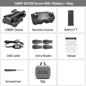 HGIYI SG706 RC Drone 4K HD Dual Camera 50X Times Zoom WIFI FPV Foldable Quadcopter Helicopter Professional Drones Stable Height