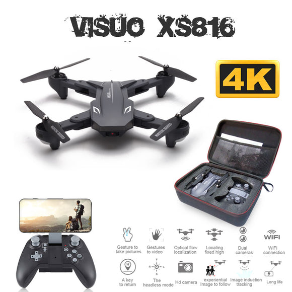 Visuo XS816 Drone with 50 Times Zoom WiFi FPV 4K Dual Camera Optical Flow Quadcopter Foldable Selfie Dron VS SG106