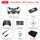 Visuo XS816 Drone with 50 Times Zoom WiFi FPV 4K Dual Camera Optical Flow Quadcopter Foldable Selfie Dron VS SG106