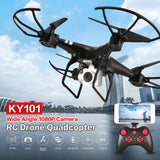 KY101 RC Drone Toys With WiFi FPV Wide Angle 1080P Camera Selfie Altitude Hold Headless Mode 3D Flips One Key Return Quadcopter