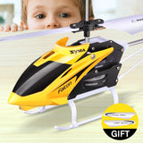 Official SYMA RC Helicopter Mini Indoor Aluminum with Light Built in Gyroscope Remote Control Drone Toys Red Yellow Color